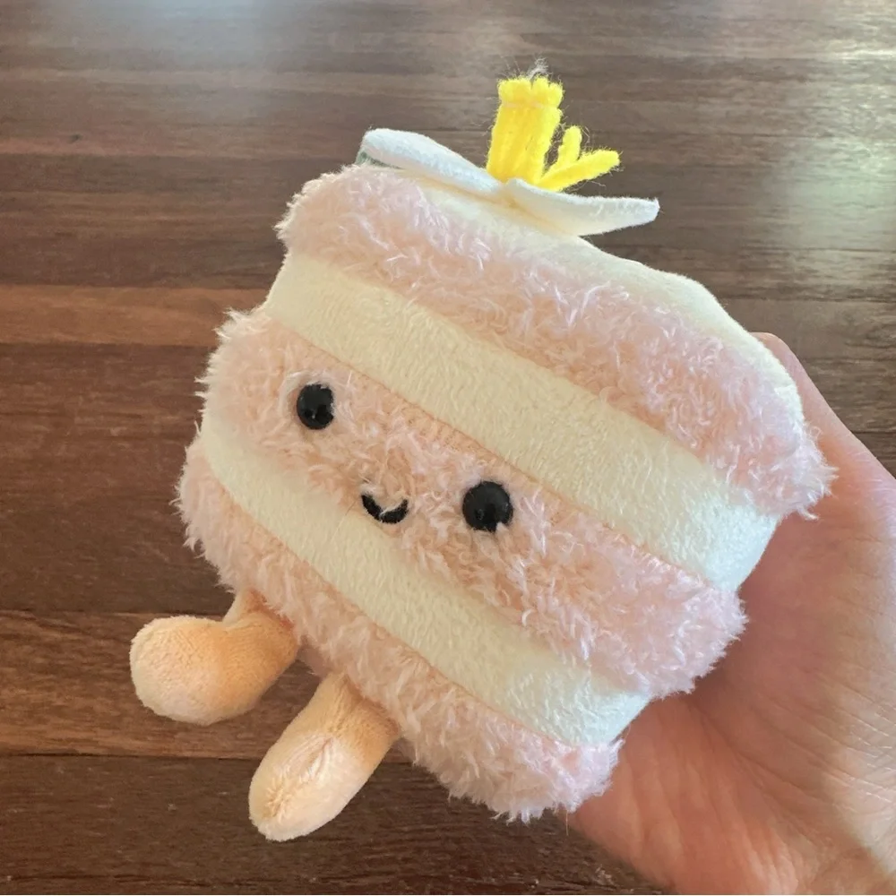 Pink Cake Slice Plush Keychain Kawaii Dessert Plush Bag Charm Cute Gift New